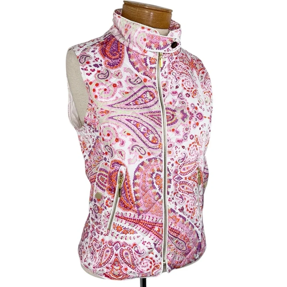 🌸 Patty Kim Small Paisley Quilted Zip-Up Vest – Boho Chic Cottagecore Layer 🌸